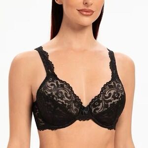 Smart And Sexy 42DD Bra Signature Lace Unlined Underwire In Black SA964